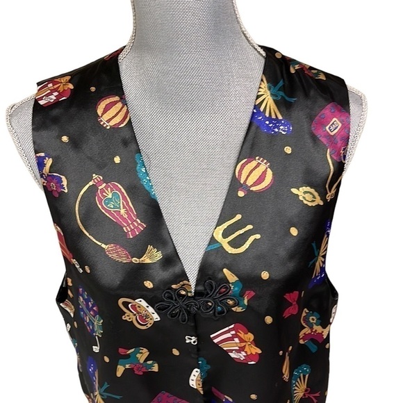 Diane von Furstenberg Vest Artsy 90s Color Authority Womens Satin size Small - Picture 2 of 5